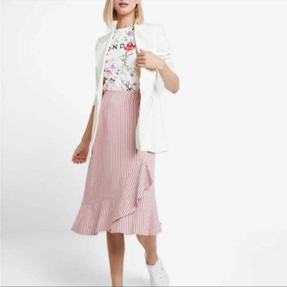Ted Baker London Coryn Striped Ruffle Midi Skirt Size 3